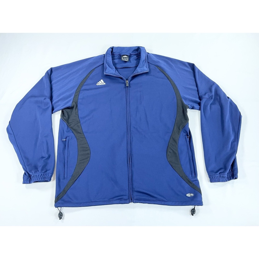 Adidas ClimaCool Track Jacket Full Zip Blue Black Athletic Training Men's Size L